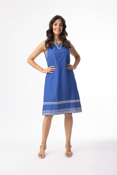 Orientique Womens Embroidered Essentials Shift - Blue