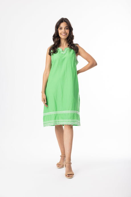 Orientique Womens Embroidered Essentials Shift - Green