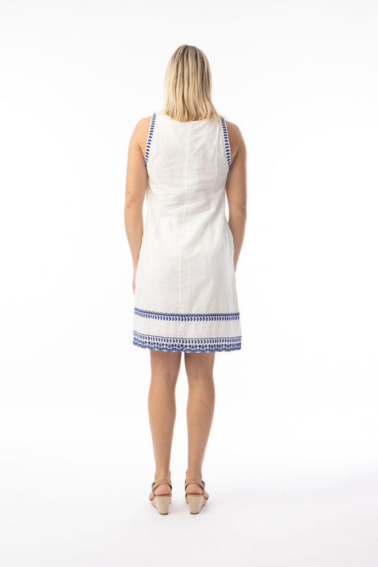 Orientique Womens Embroidered Essentials Shift - White