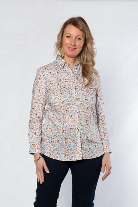 Equinox Womens Small floral Print Cotton Long Sleeve Shirt