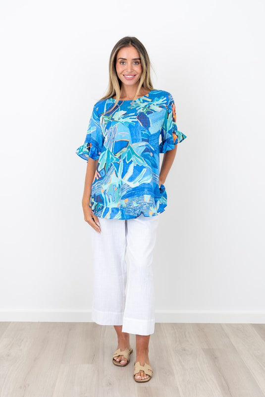 Renoma Womens Barcelona Breeze Frill Sleeve Top