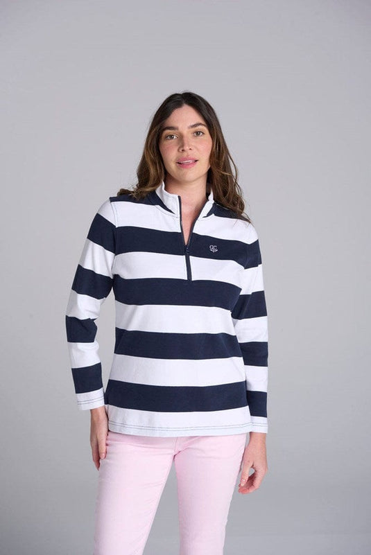 Goondiwindi Cotton Womens 1/2 Zip Stripe Rugby