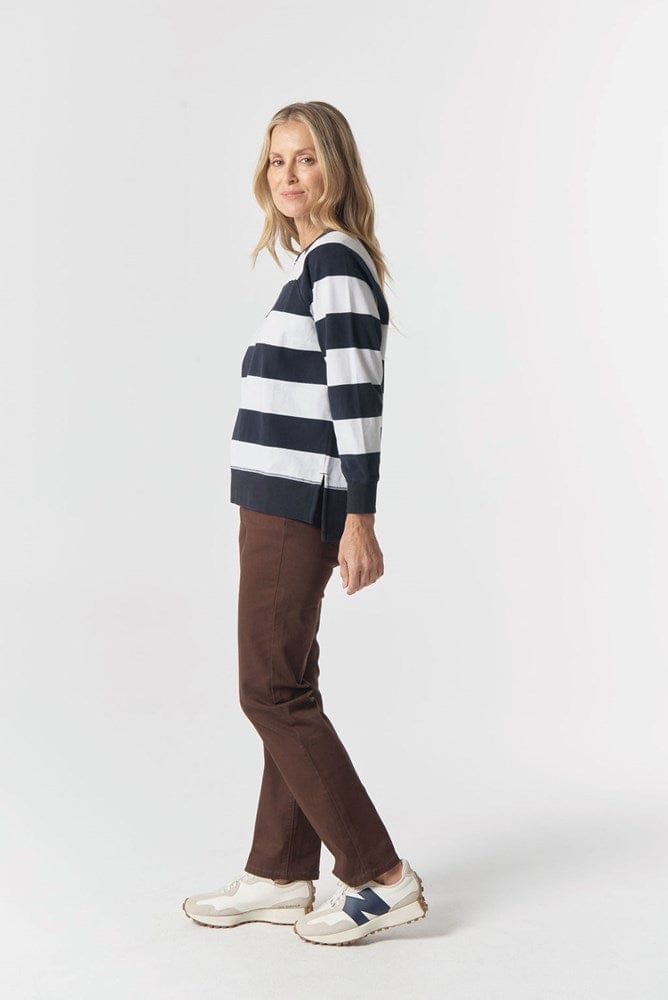 Load image into Gallery viewer, Goondiwindi Cotton Womens The Old Favourite Cotton Rugby - Dark Navy/White
