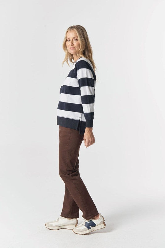 Goondiwindi Cotton Womens The Old Favourite Cotton Rugby - Dark Navy/White