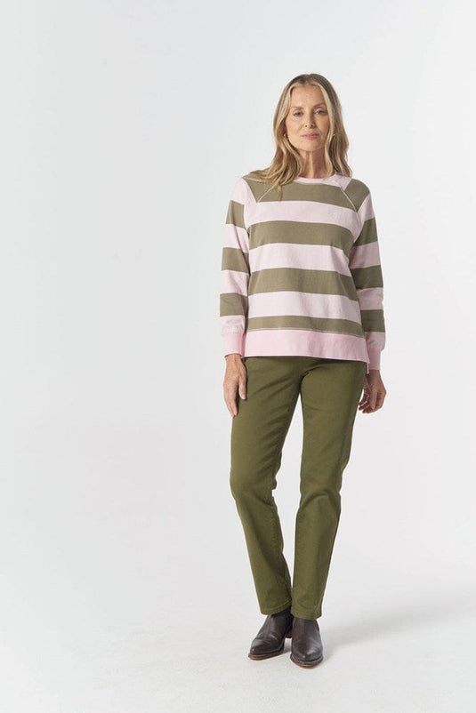 Goondiwindi Cotton Womens The Old Favourite Cotton Rugby - Pink A Boo/Sage