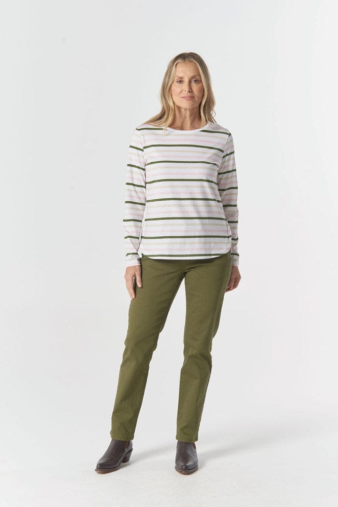 Load image into Gallery viewer, Goondiwindi Cotton Original Multi Stripe Long Sleeve - Sage

