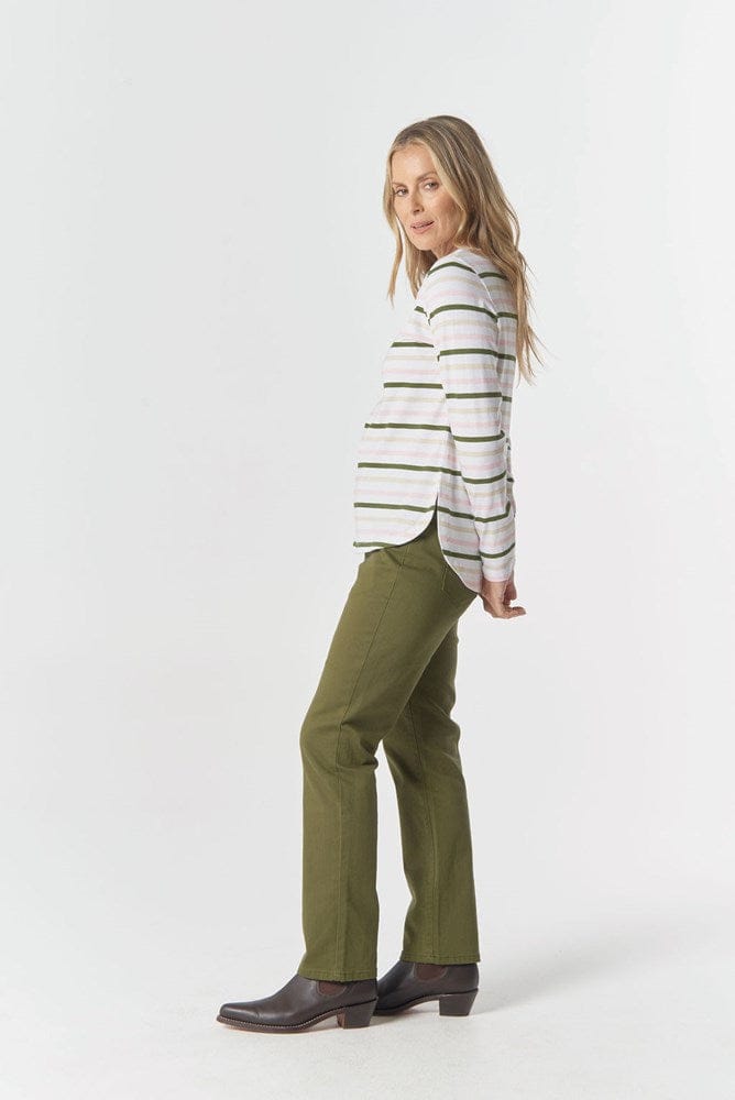 Load image into Gallery viewer, Goondiwindi Cotton Original Multi Stripe Long Sleeve - Sage
