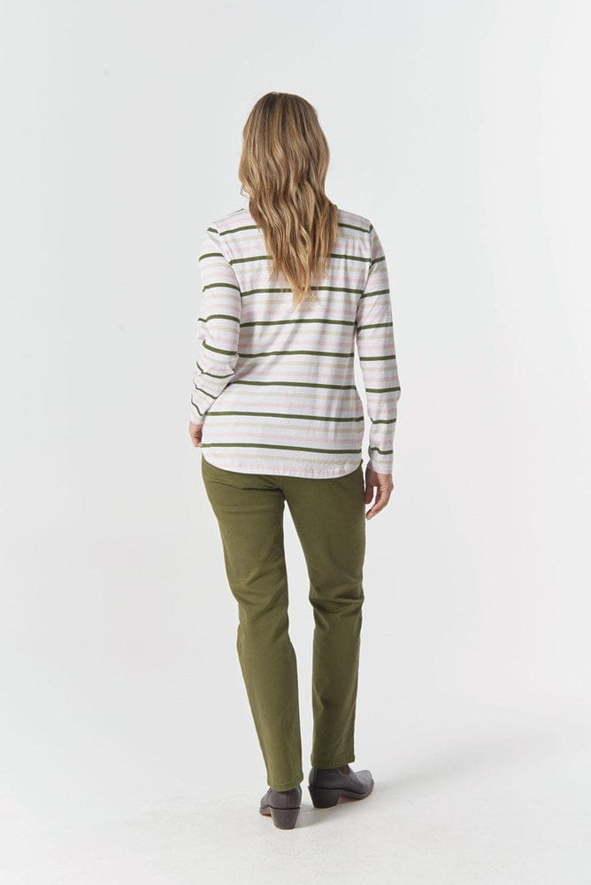 Load image into Gallery viewer, Goondiwindi Cotton Original Multi Stripe Long Sleeve - Sage
