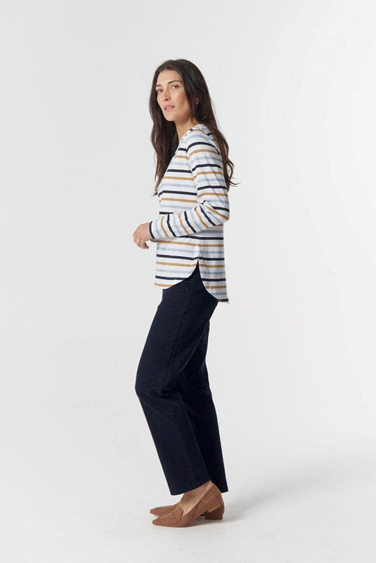 Goondiwindi Cotton Original Multi Stripe Long Sleeve - Sky