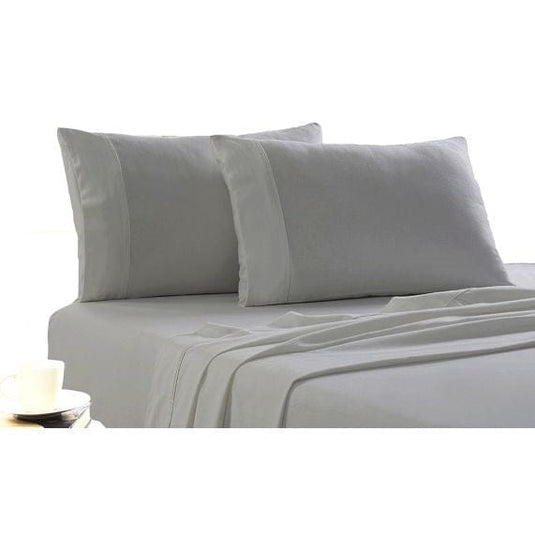 Park Avenue Park Avenue 175 GSM Egyptian Cotton Flannelette Plain Dyed Sheet Set - Silver