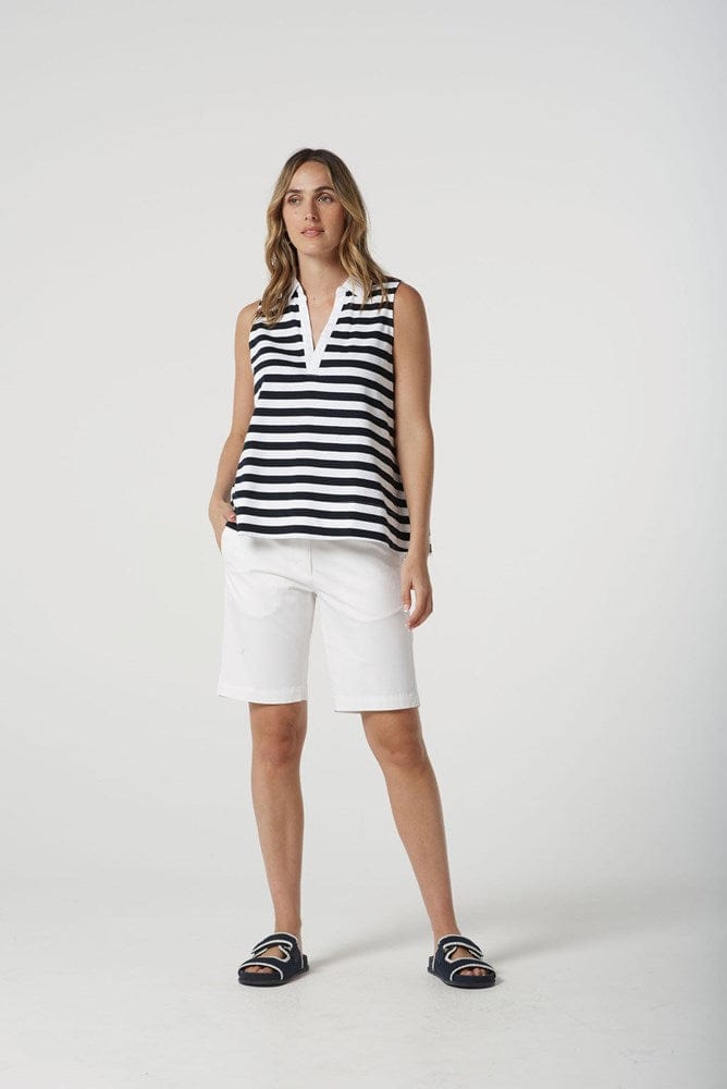 Load image into Gallery viewer, Goondiwindi Cotton Womens Sleeveless Stripe Polo
