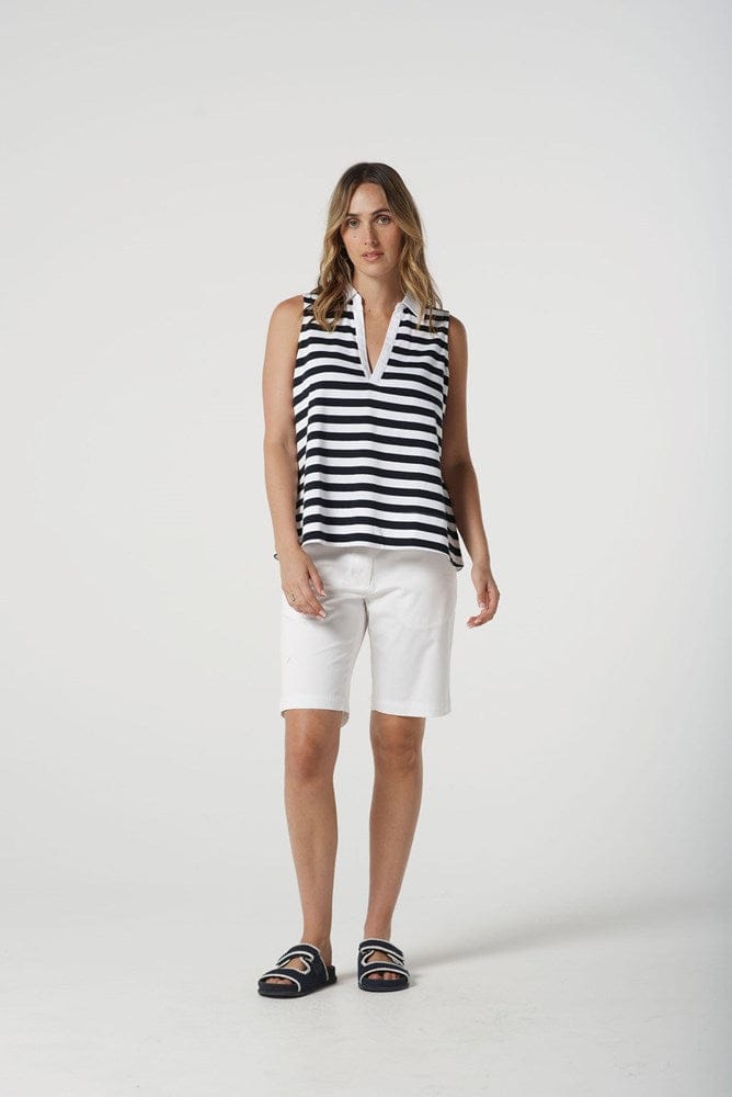 Load image into Gallery viewer, Goondiwindi Cotton Womens Sleeveless Stripe Polo
