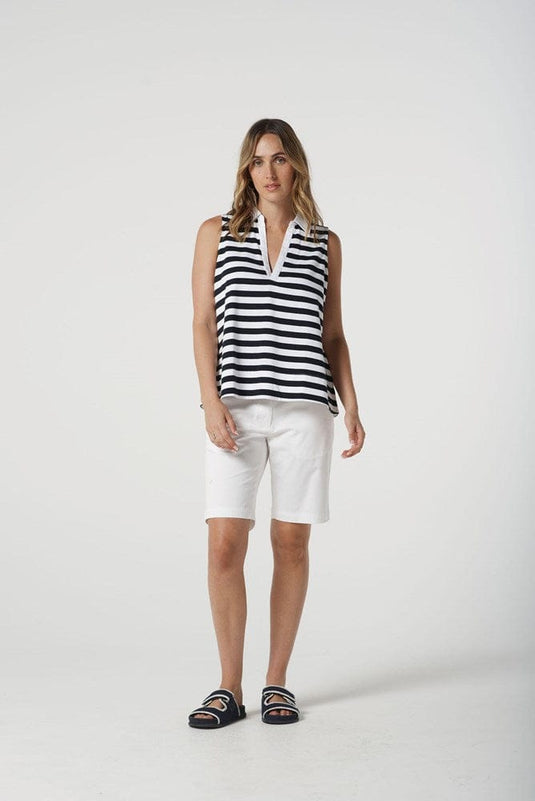 Goondiwindi Cotton Womens Sleeveless Stripe Polo