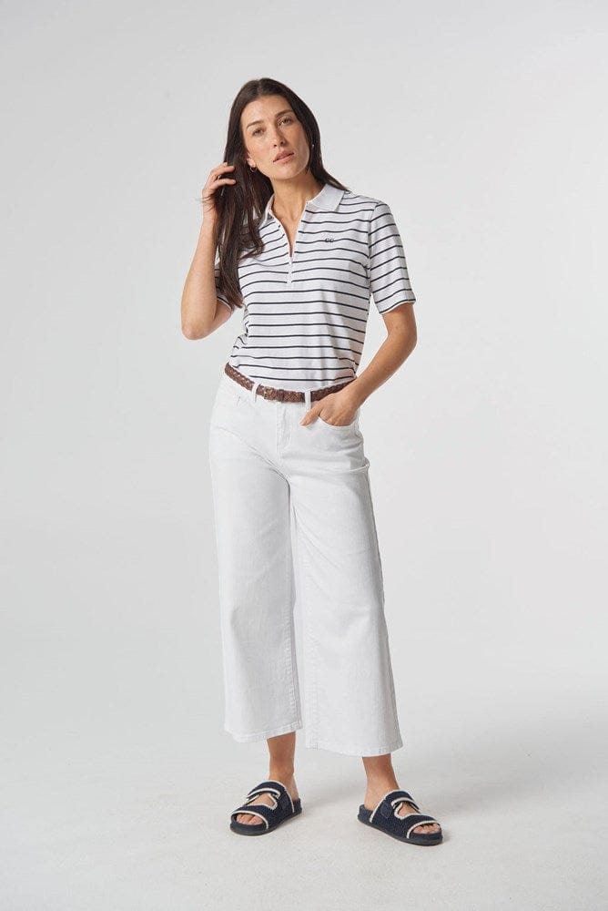 Load image into Gallery viewer, Goondiwindi Cotton Womens Polo Stripe Zip Neck Shirt
