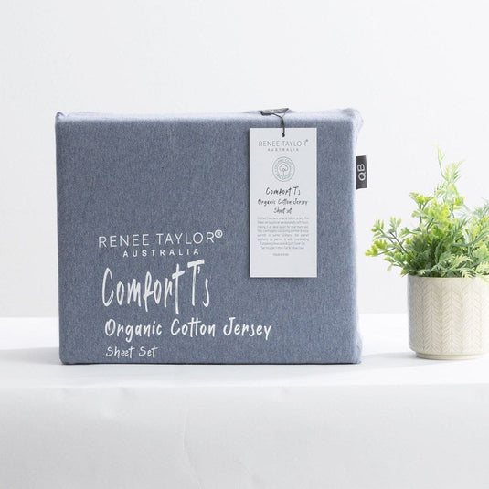 Renee Taylor Comfort T Organic Cotton Melange Jersey Sheet Sets - Ink