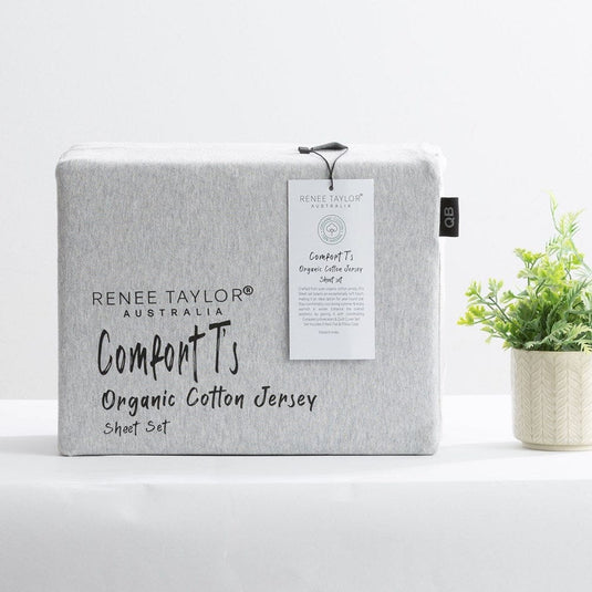 Renee Taylor Comfort T Organic Cotton Melange Jersey Sheet Sets - Grey Marle
