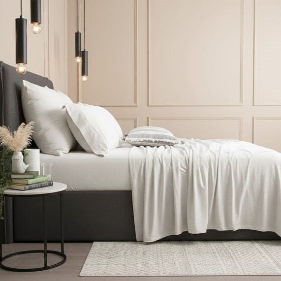 Load image into Gallery viewer, Renee Taylor Comfort T Organic Cotton Melange Jersey Sheet Sets - Ecru
