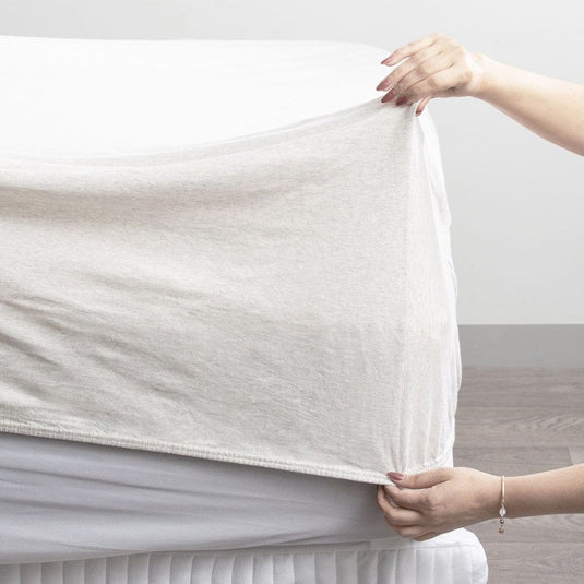 Renee Taylor Comfort T Organic Cotton Melange Jersey Sheet Sets - Ecru