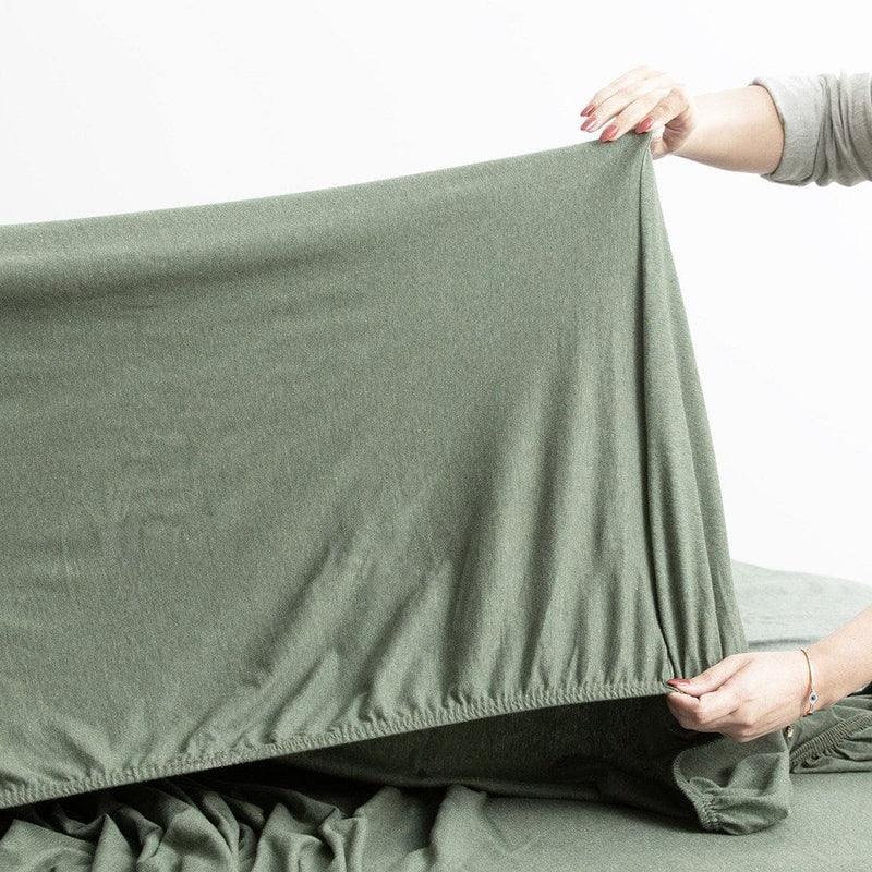 Load image into Gallery viewer, Renee Taylor Comfort T Organic Cotton Melange Jersey Sheet Sets - Olive
