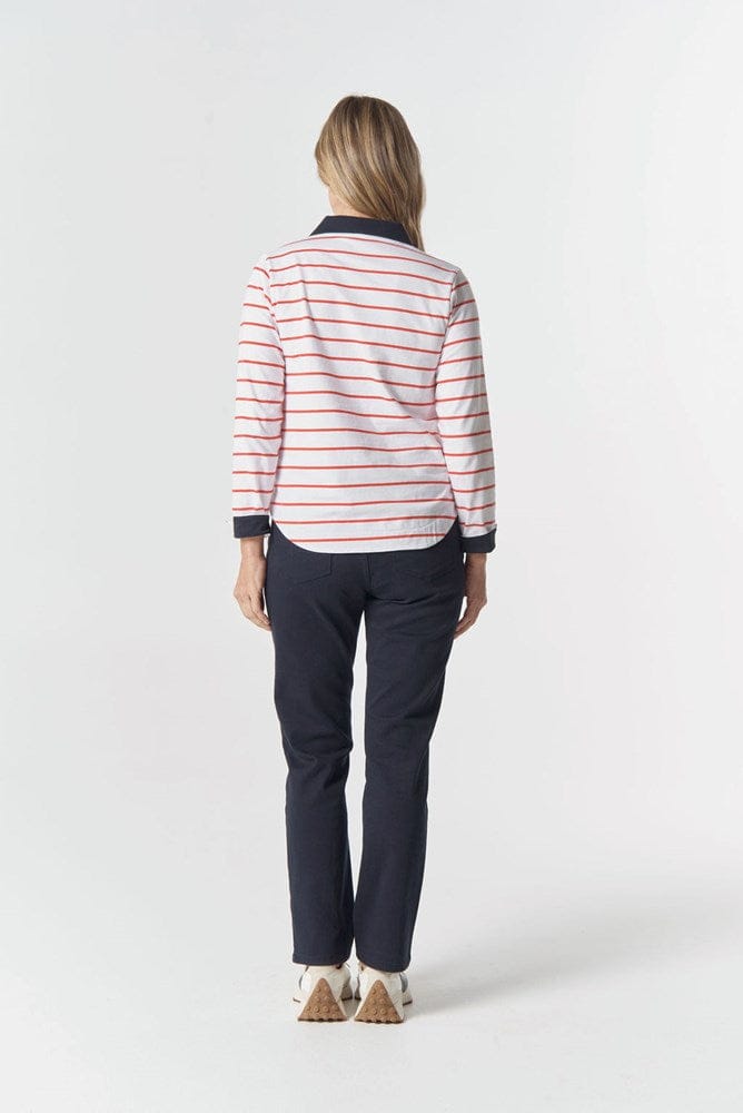 Load image into Gallery viewer, Goondiwindi Cotton Womens Trail Cotton Jersey Polo - White/Poinsettia
