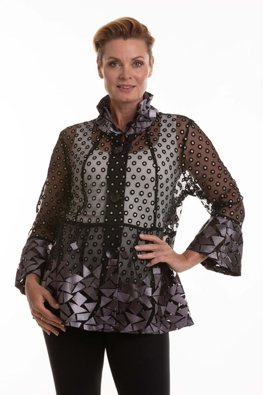 Kleio Womens Sheer Abstract Blouse