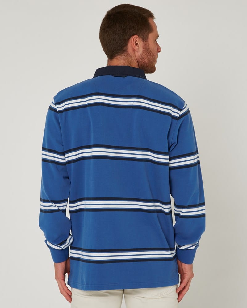 Load image into Gallery viewer, Pilbara Mens Rugby Jersey - Galaxy Blue/Navy/White
