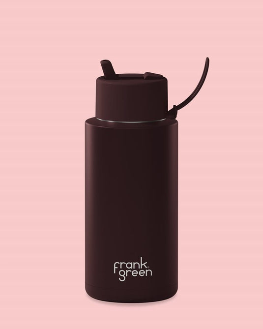 Frank Green 34oz Ceramic Reusable Bottle with Flip Straw Lid - Chocolate