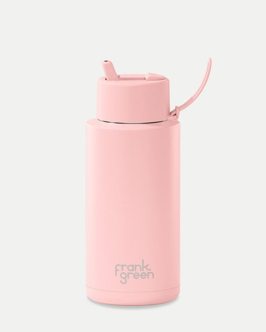 Frank Green 34oz Ceramic Reusable Bottle with Flip Straw Lid - Blushed