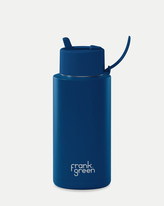 Frank Green 34oz Ceramic Reusable Bottle with Flip Straw Lid - Deep Ocean