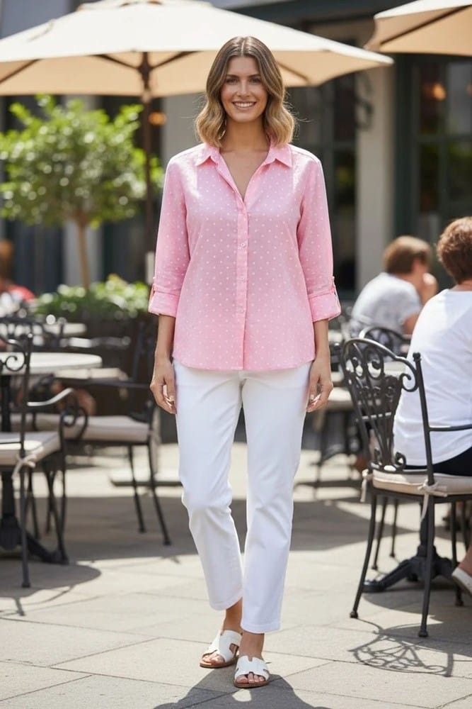 Load image into Gallery viewer, Equinox Womens Cotton Spot Print Relaxed Fit 3/4 Sleeve Shirt
