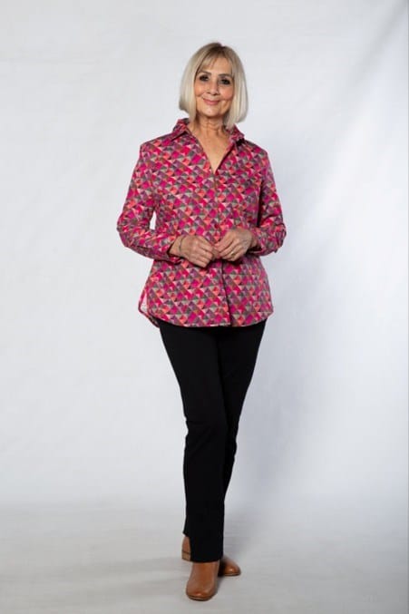 Equinox Womens Long Sleeve Diamond Print Shirt