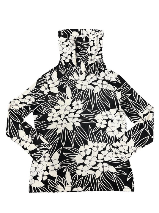 Equinox Womens Cowl Neck Print Blouse - Black/White