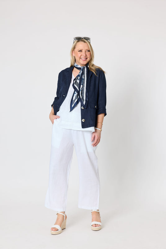 Gordon Smith Womens Danielle Cropped Linen Blazer