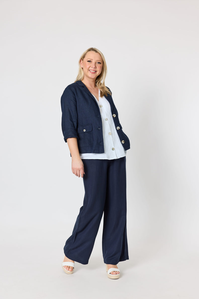 Load image into Gallery viewer, Gordon Smith Womens Danielle Cropped Linen Blazer

