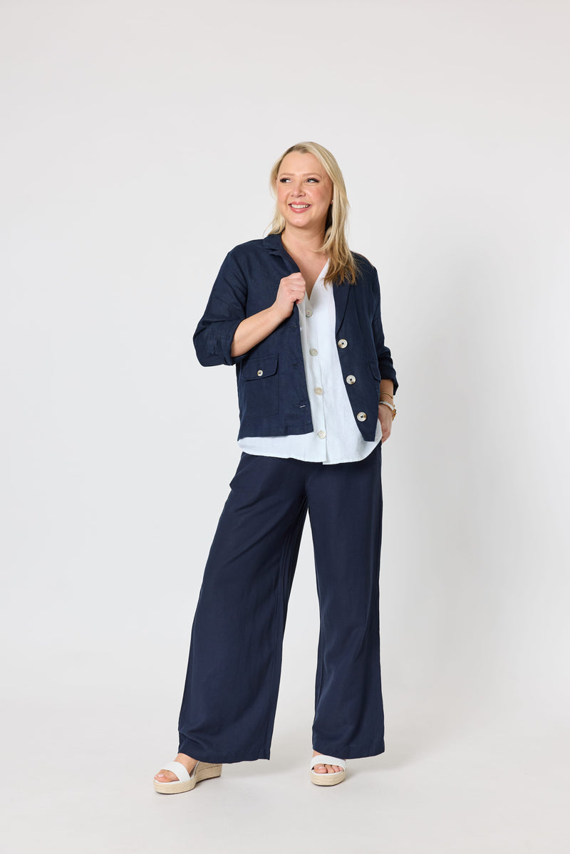 Load image into Gallery viewer, Gordon Smith Womens Danielle Cropped Linen Blazer
