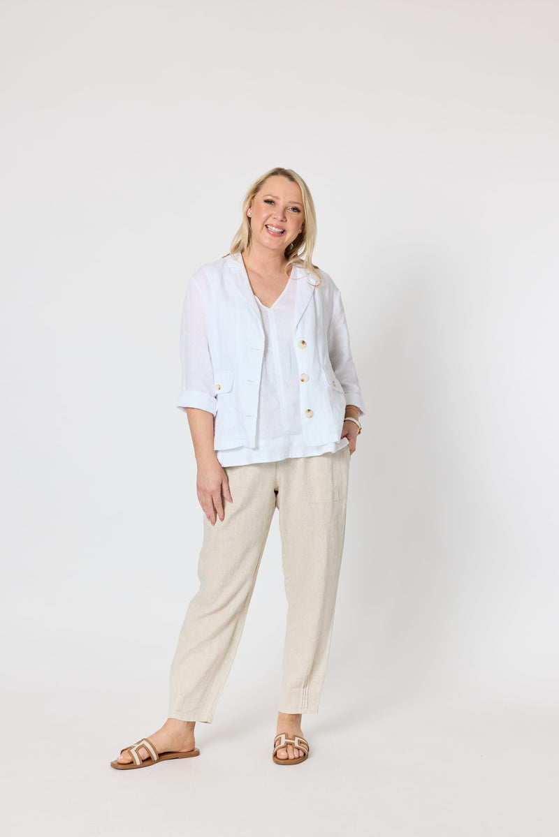 Load image into Gallery viewer, Gordon Smith Womens Danielle Cropped Linen Blazer
