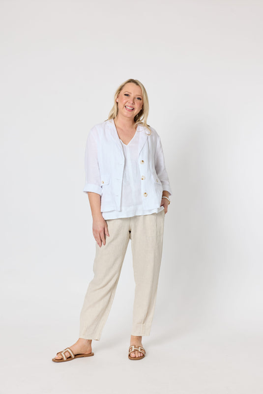 Gordon Smith Womens Danielle Cropped Linen Blazer