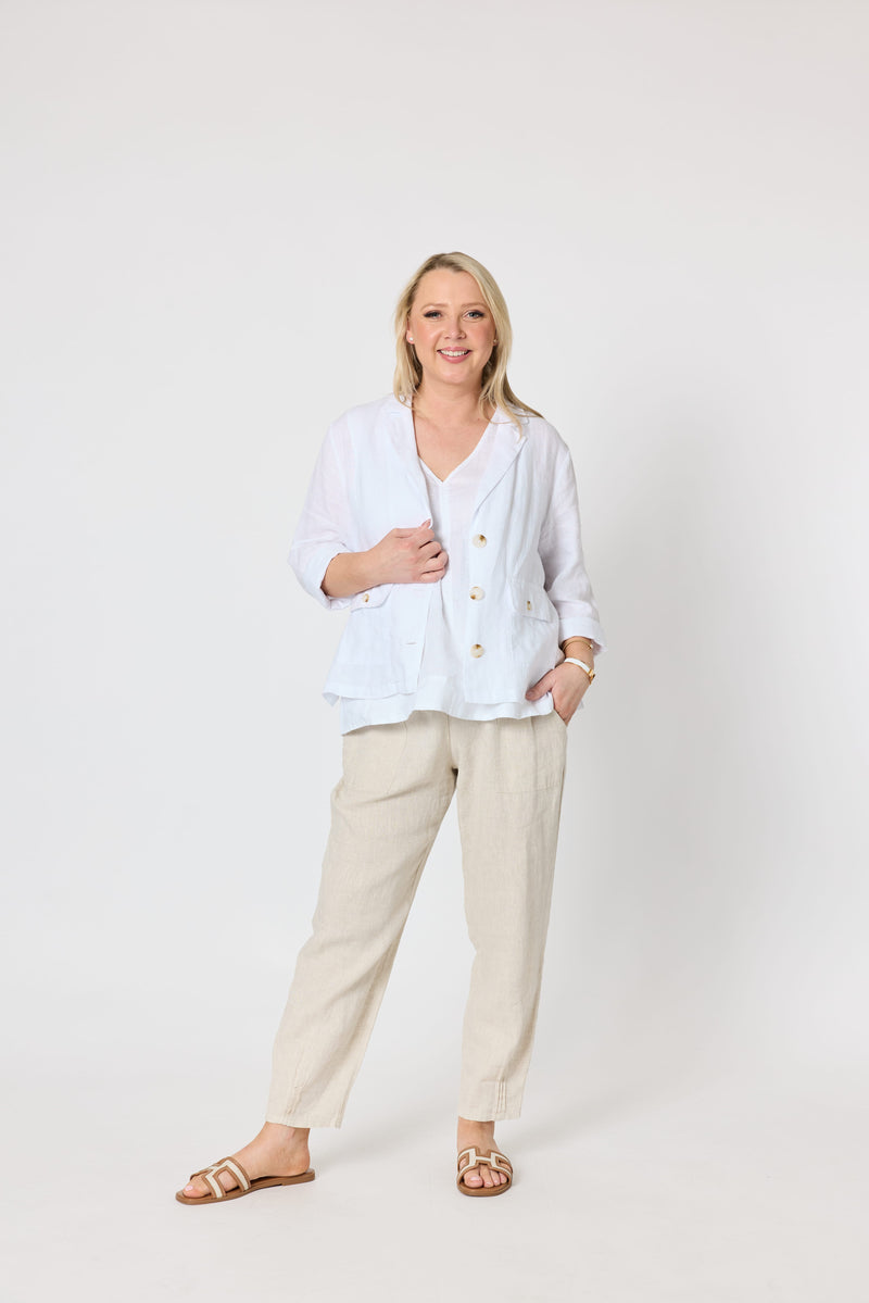 Load image into Gallery viewer, Gordon Smith Womens Danielle Cropped Linen Blazer
