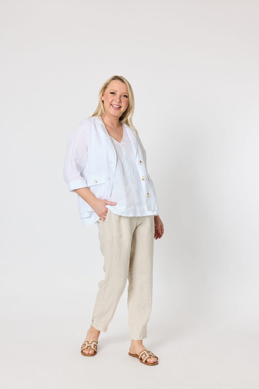 Gordon Smith Womens Danielle Cropped Linen Blazer