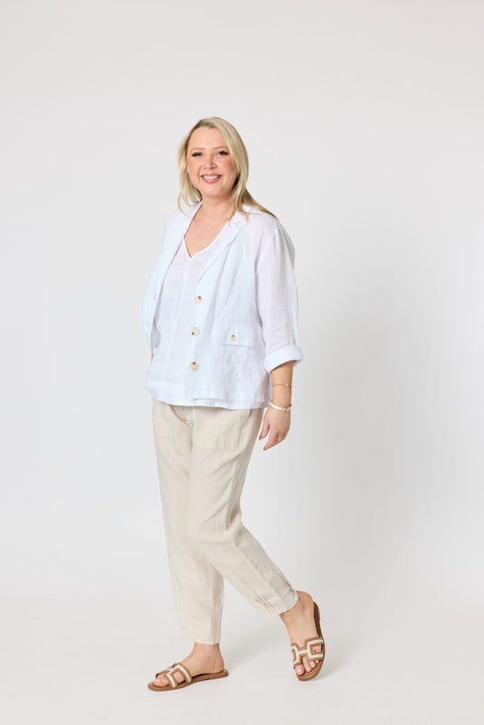 Gordon Smith Womens Danielle Cropped Linen Blazer