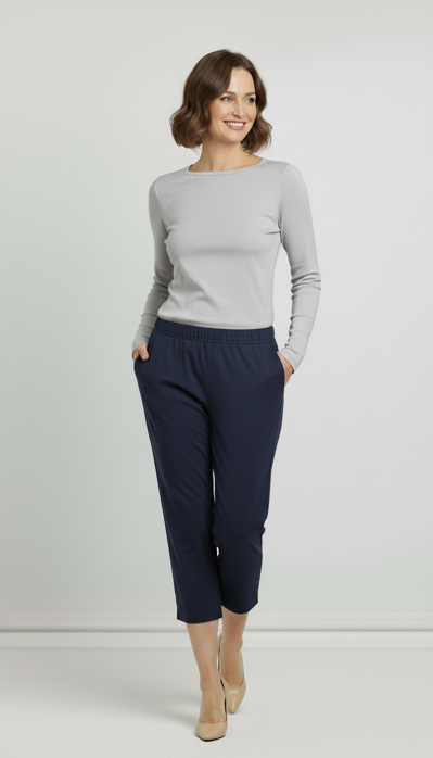 Jillian Womens Classic Knickerbocker Pant - Navy