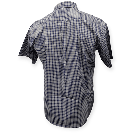 Cipollini Gold Mens Yarn Dyed Cotton Short Sleeve Shirt - Royal Blue Check