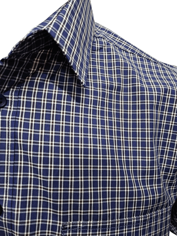 Load image into Gallery viewer, Cipollini Gold Mens Yarn Dyed Cotton Short Sleeve Shirt - Royal Blue Check
