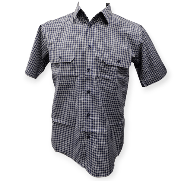 Load image into Gallery viewer, Cipollini Gold Mens Yarn Dyed Cotton Short Sleeve Shirt - Royal Blue Check

