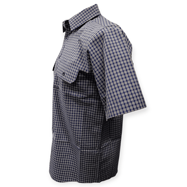 Load image into Gallery viewer, Cipollini Gold Mens Yarn Dyed Cotton Short Sleeve Shirt - Royal Blue Check
