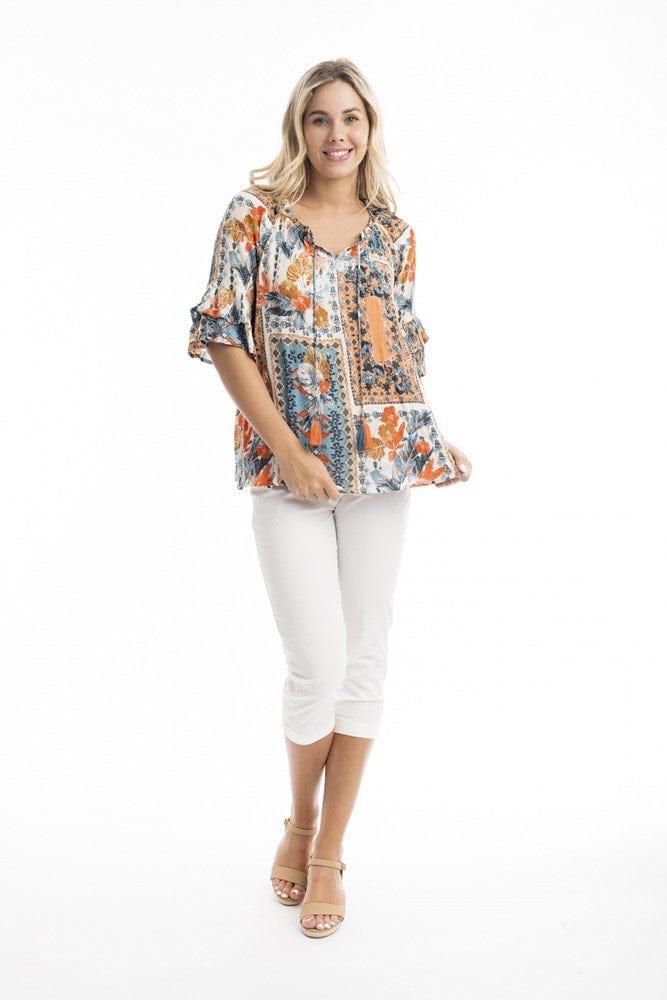 Load image into Gallery viewer, Orientique Womens Kauai Frill Sleeve Top
