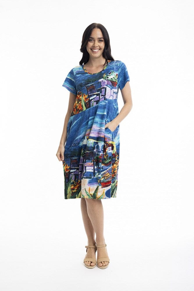 Load image into Gallery viewer, Orientique Womens Printed Cotton Short Sleeve Bubble Dress
