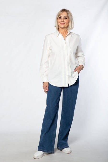 Equinox Womens Long Sleeve Fine Pleat Cotton Blouse