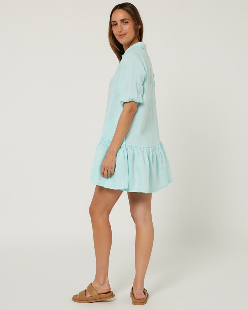 Load image into Gallery viewer, Pilbara Womens Monica Linen 3/4 Sleeve Dress - Navy
