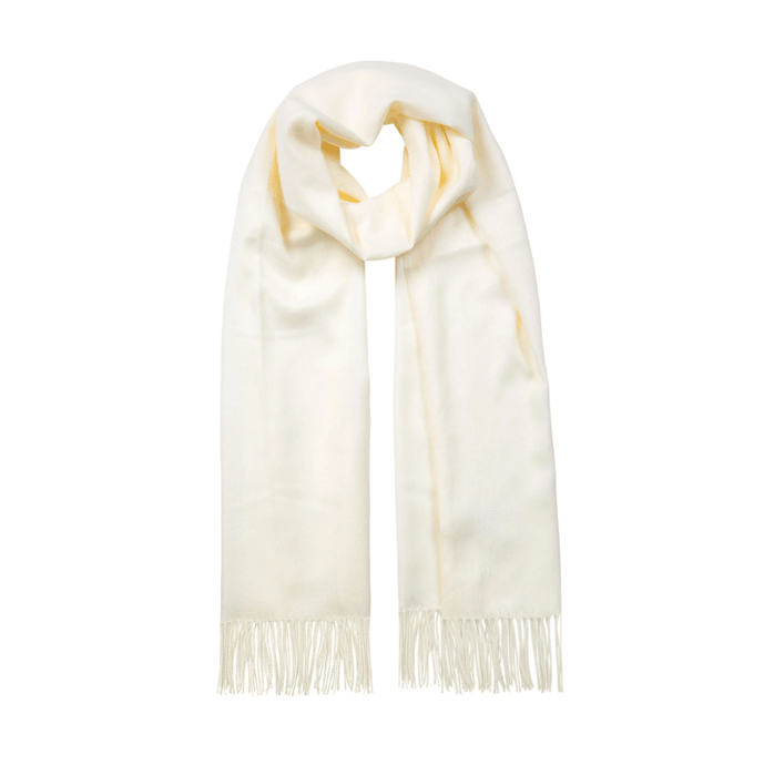 Dents Womens Plain Pashmina Shawl with Tassels - Ivory